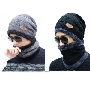 Winter Knit Neck Warmer Scarf and Set Skull Cap