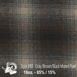 Wool Swatch - 88 - Gray, Brown, & Black Muted Plaid