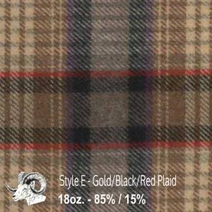 Wool Swatch - E - Gold, Black, & Red Plaid