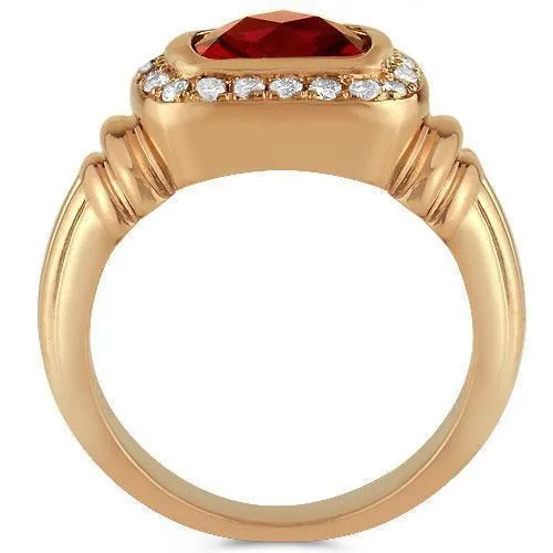 14K Solid Gold Men's Diamond Ruby Ring 3.50 Cwt.