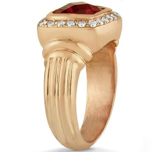 14K Solid Gold Men's Diamond Ruby Ring 3.50 Cwt.