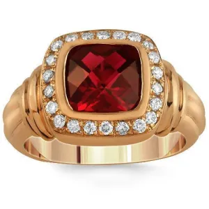 14K Solid Gold Men's Diamond Ruby Ring 3.50 Cwt.