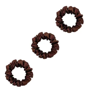 3 Pack Premium Mulberry Silk Scrunchies - Chocolate - Small