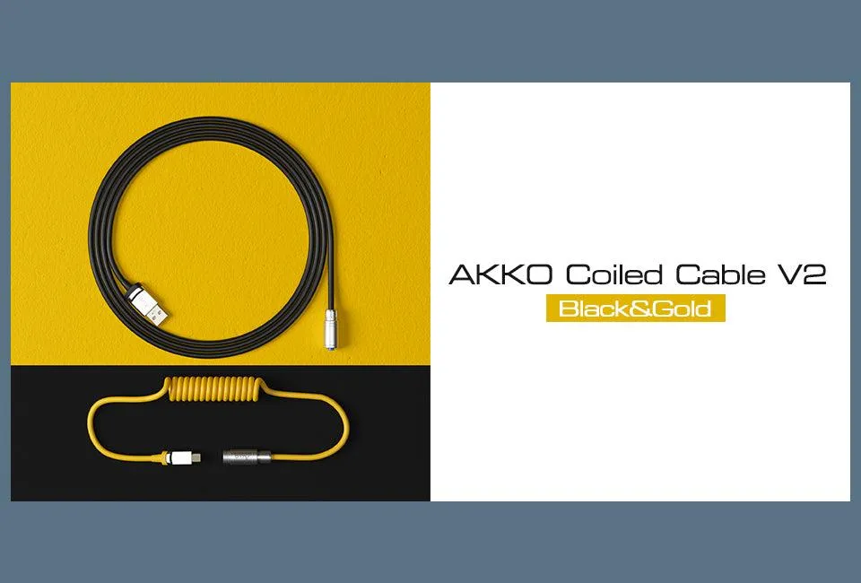 Akko Coiled Aviator Cable V2 (Black & Gold)