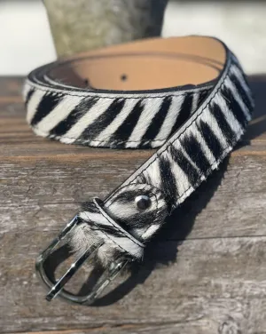 Animal Print Leather Belt - Zebra