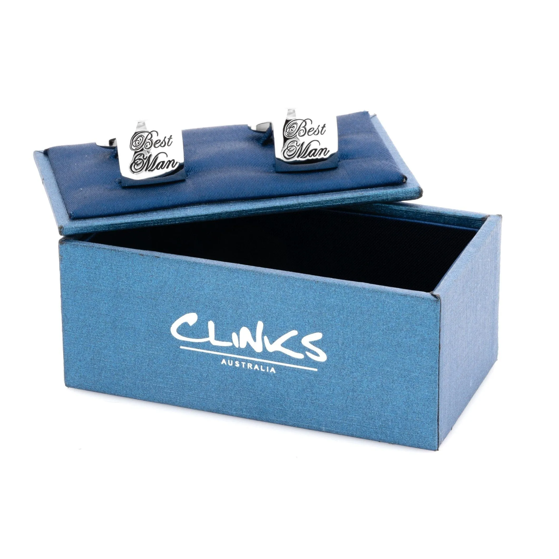 Best Man Curved Silver  Wedding Cufflinks