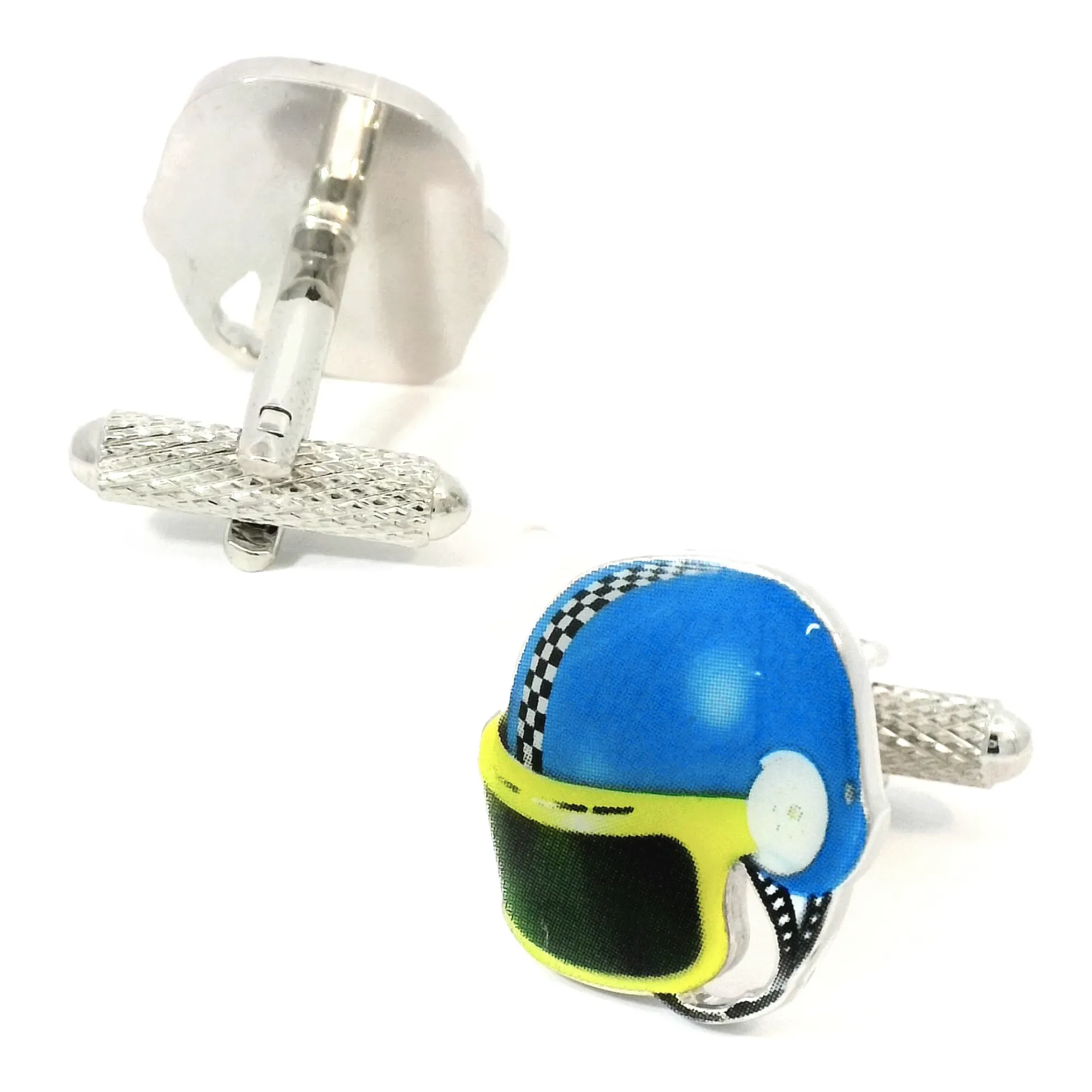 Blue Motorbike Helmet Cufflinks