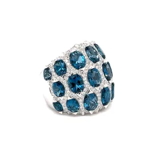 Blue Topaz & Diamond Ring