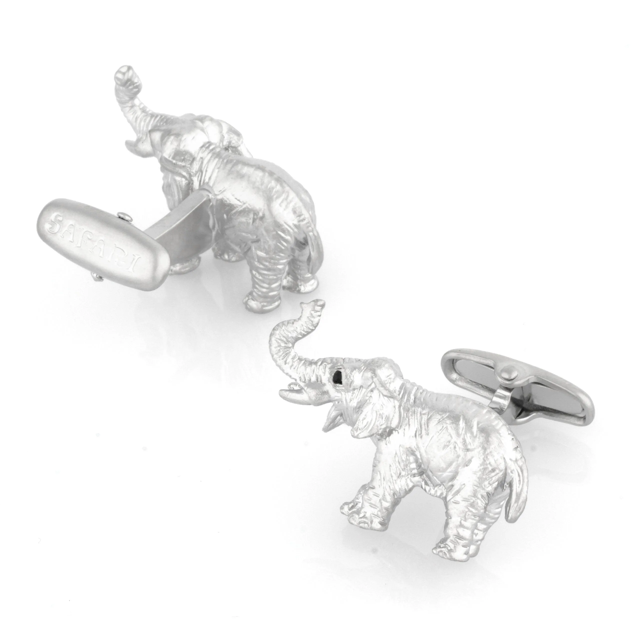 Brushed Silver Elephant Cufflinks