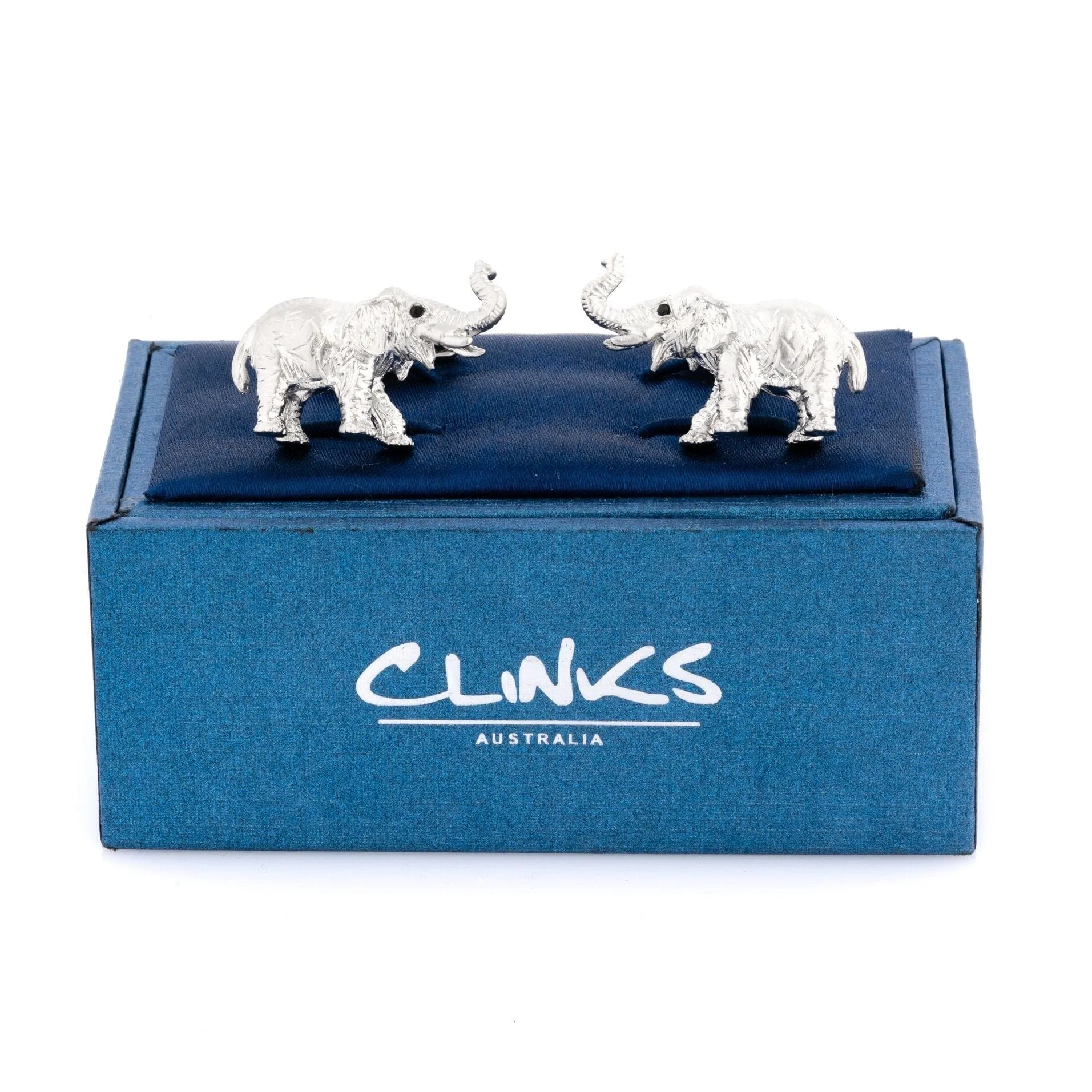 Brushed Silver Elephant Cufflinks