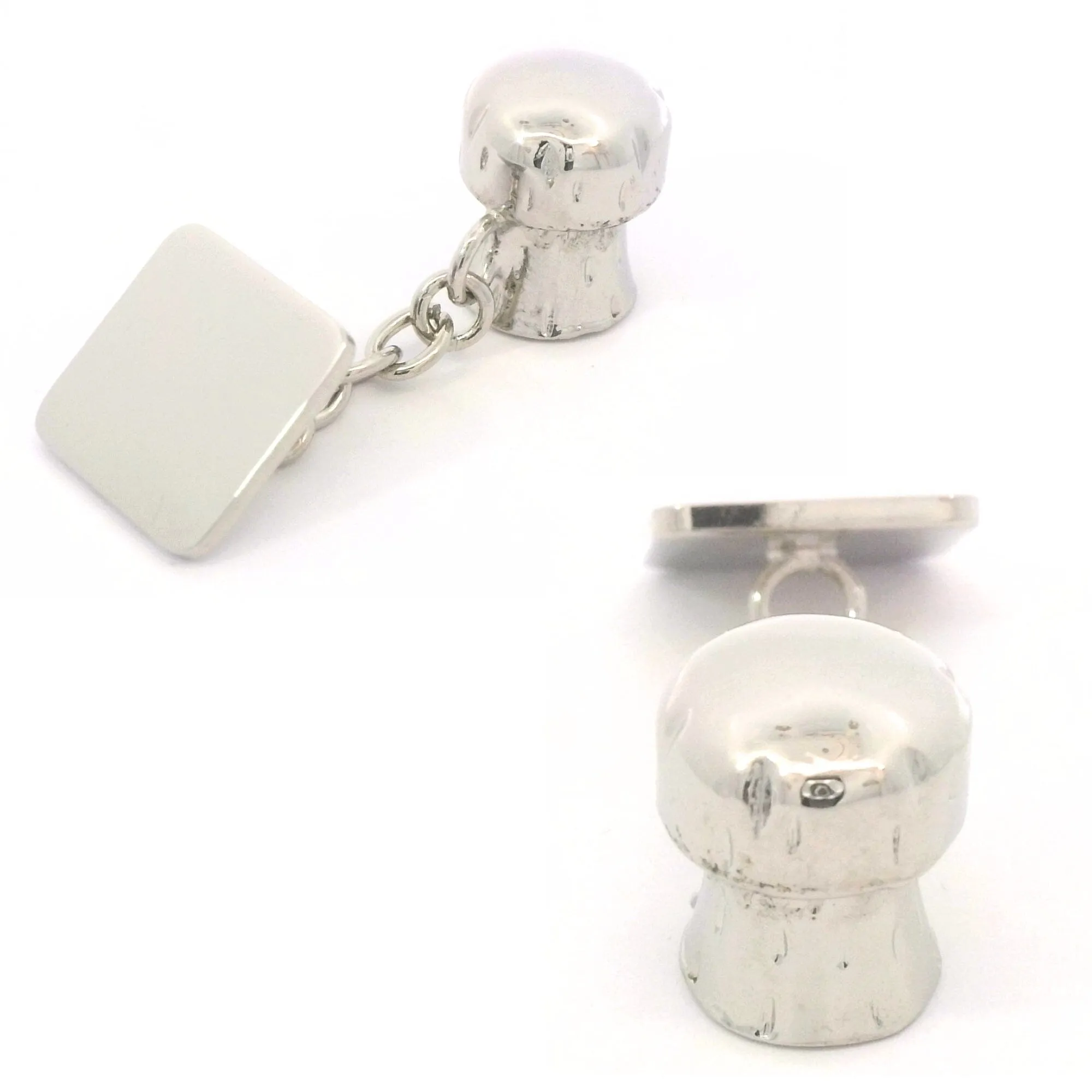 Champagne Cork Silver Cufflinks