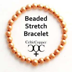 Copper Beaded Bracelet Easy Wear Elastic Stretch Bracelet Shiny 6mm Round Solid Copper Beads