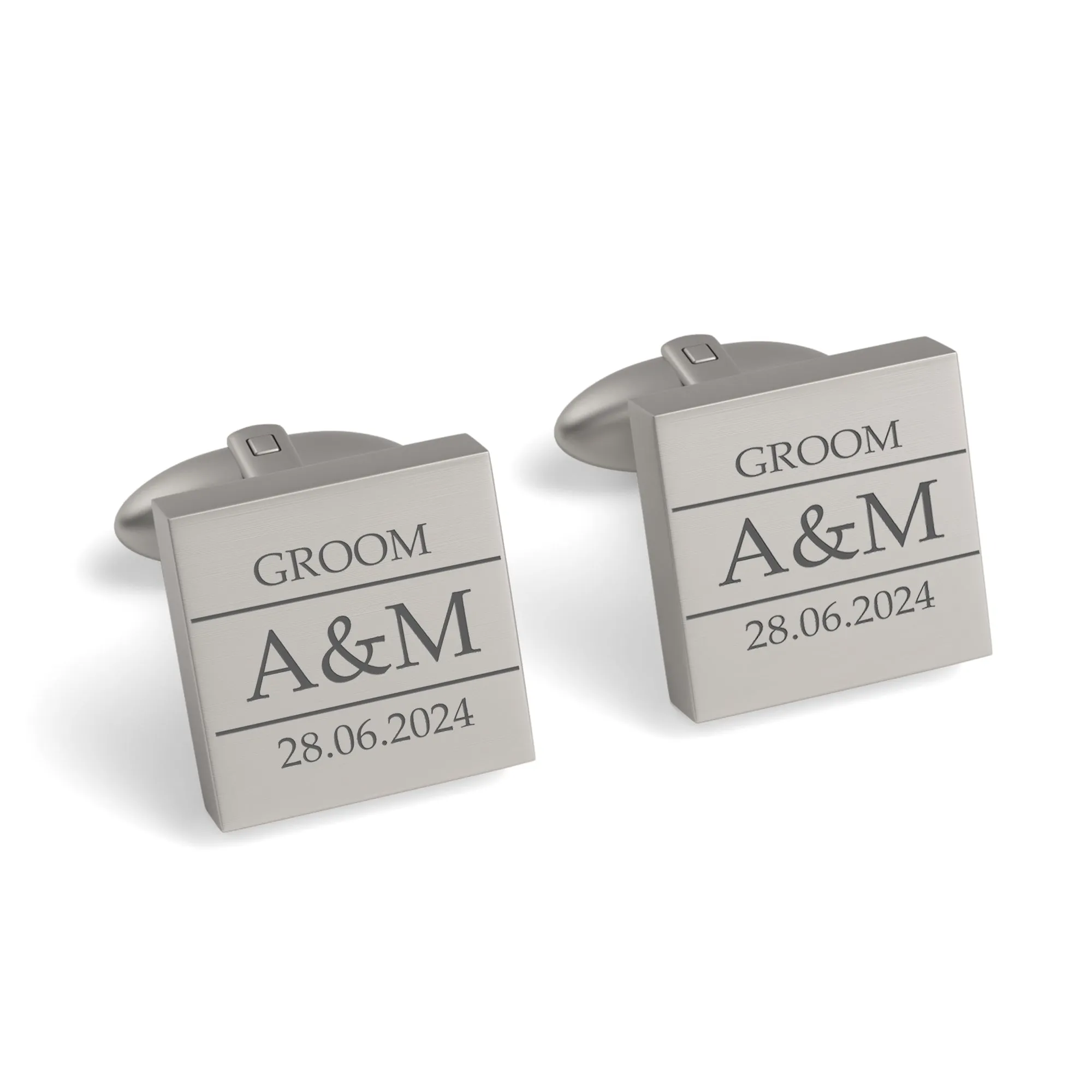 Couples Initials, Wedding Role and Date Engraved Cufflinks