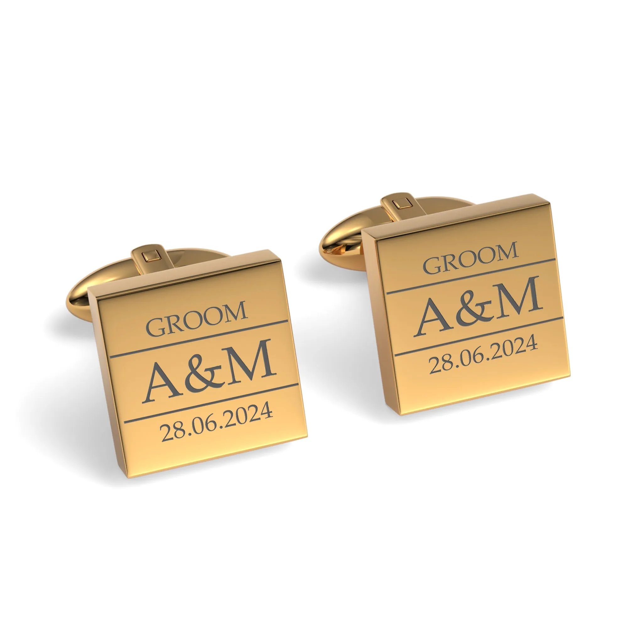 Couples Initials, Wedding Role and Date Engraved Cufflinks