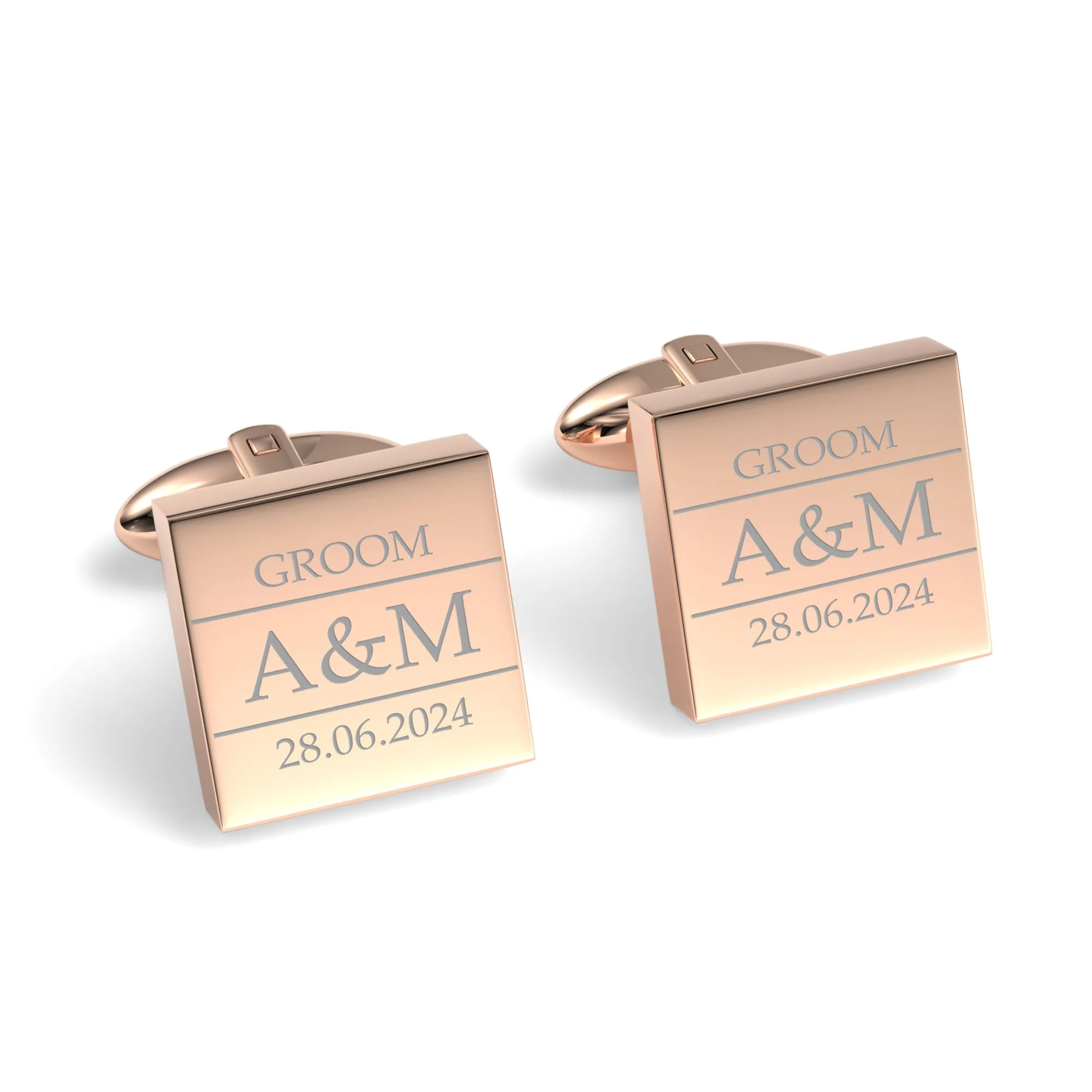 Couples Initials, Wedding Role and Date Engraved Cufflinks