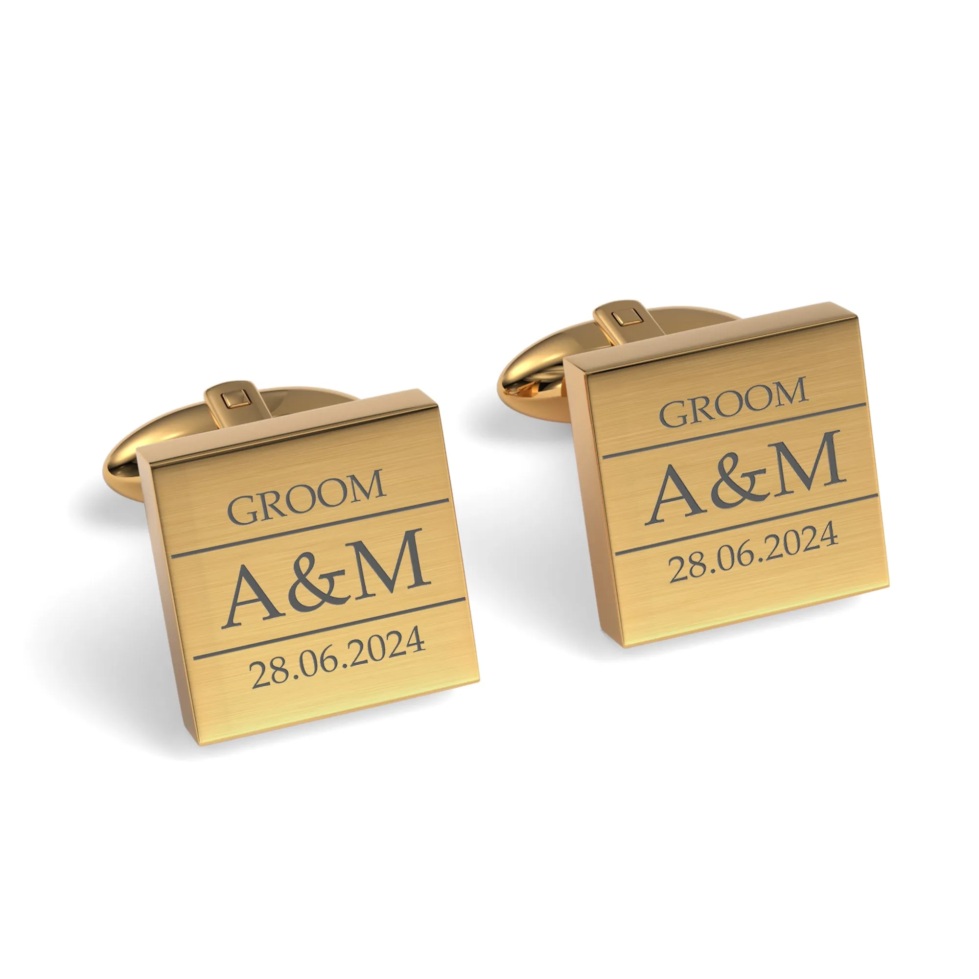 Couples Initials, Wedding Role and Date Engraved Cufflinks