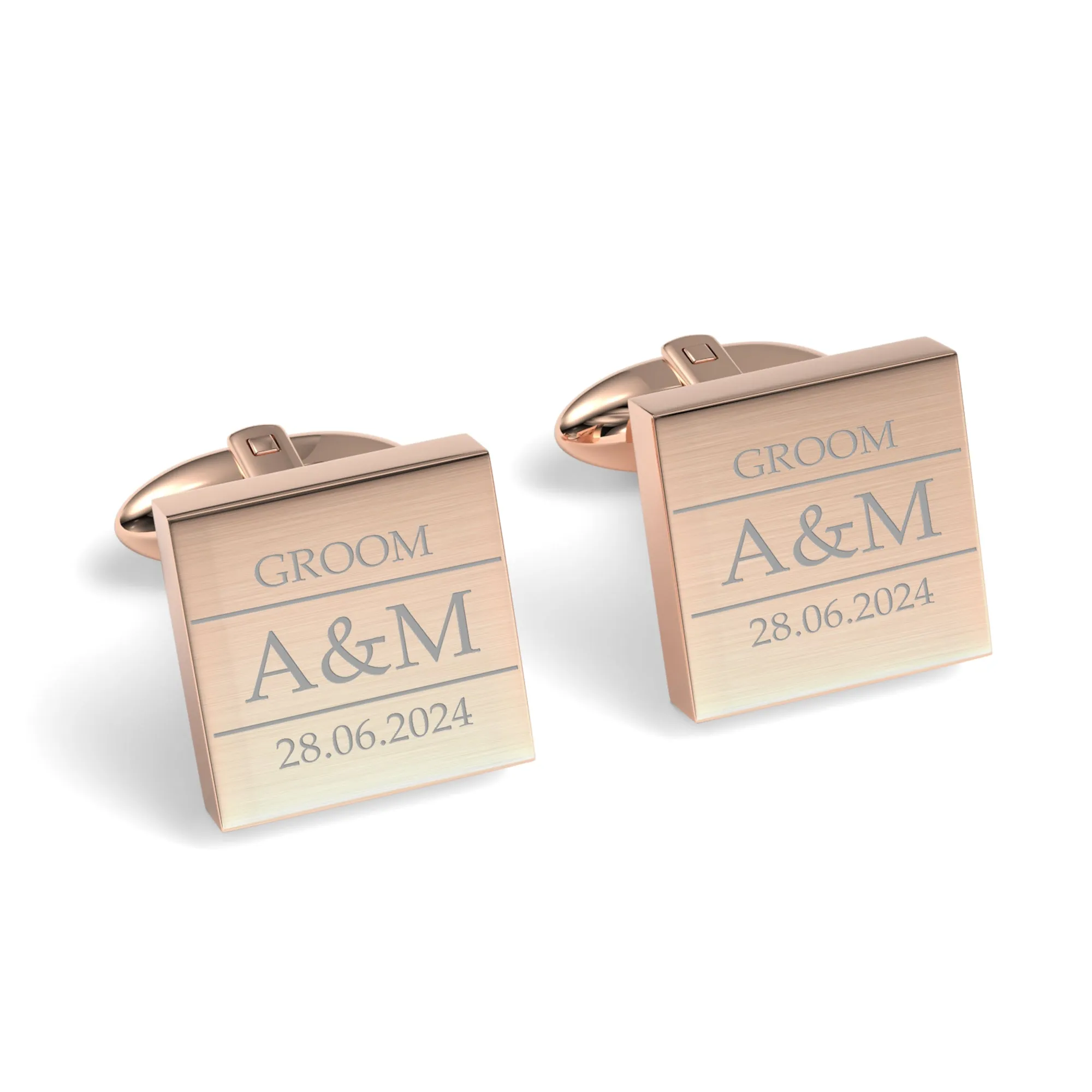 Couples Initials, Wedding Role and Date Engraved Cufflinks