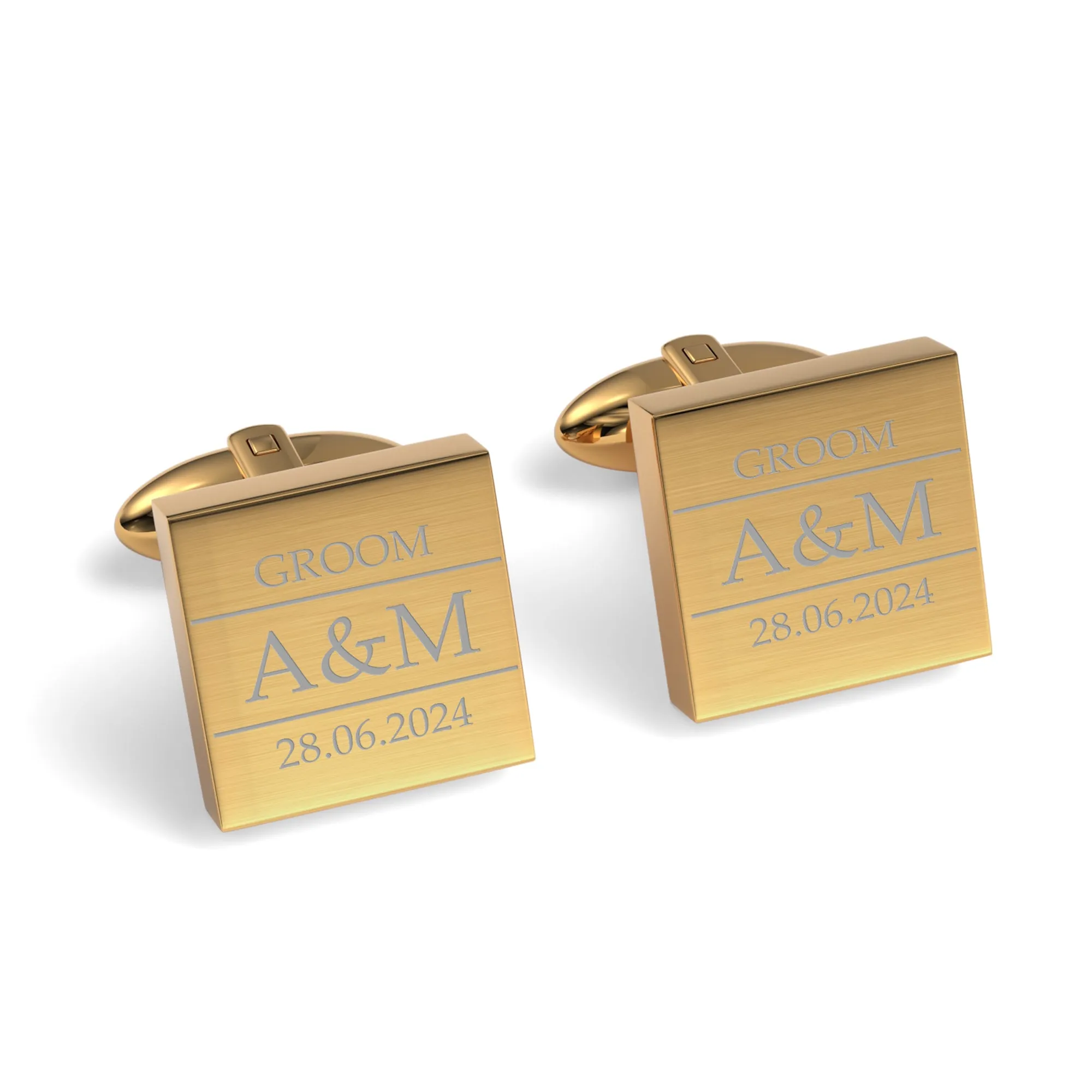 Couples Initials, Wedding Role and Date Engraved Cufflinks