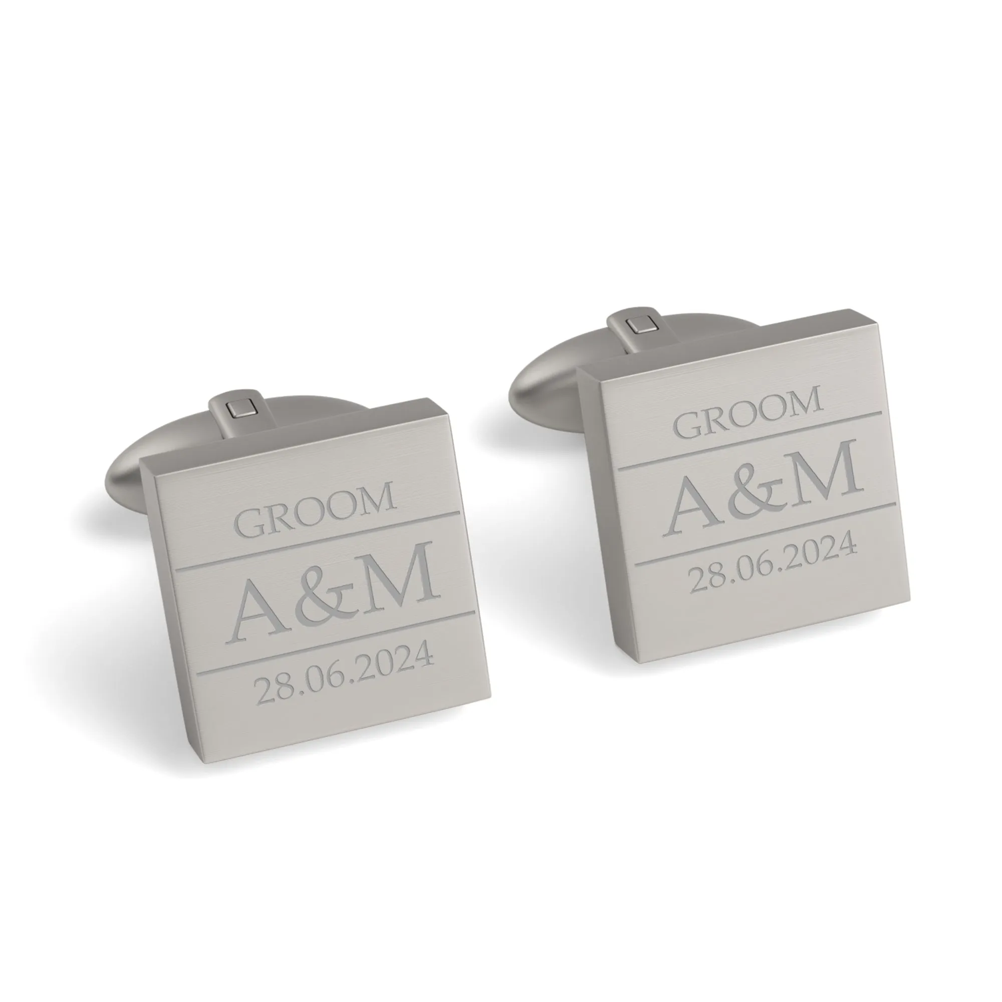 Couples Initials, Wedding Role and Date Engraved Cufflinks