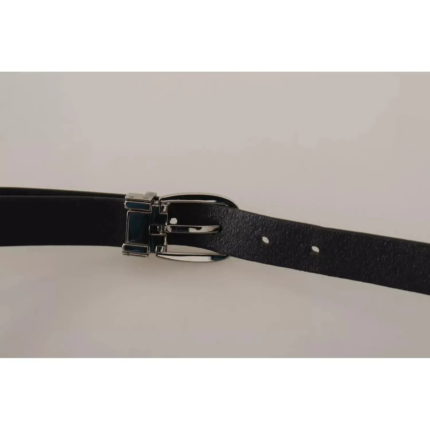 Dolce & Gabbana Black Classic Leather Silver Tone Metal Buckle Belt