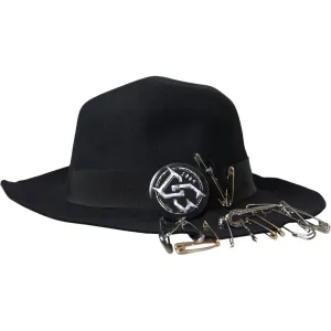 Dolce & Gabbana Black Embellished Fedora Wide Brim Hat Men