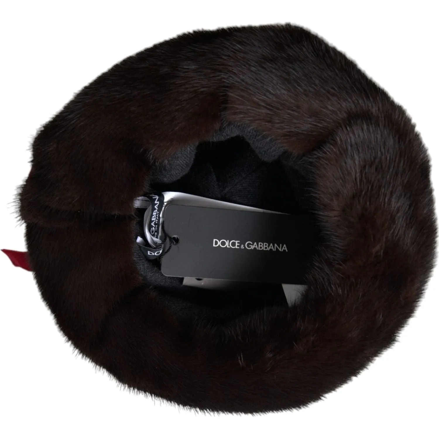 Dolce & Gabbana Dark Brown Mink Fur Gold Crystal Crown Hat