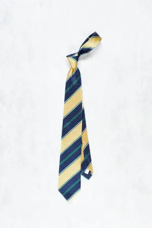 Drake's Navy/Yellow/Green/White Stripe Silk Tie