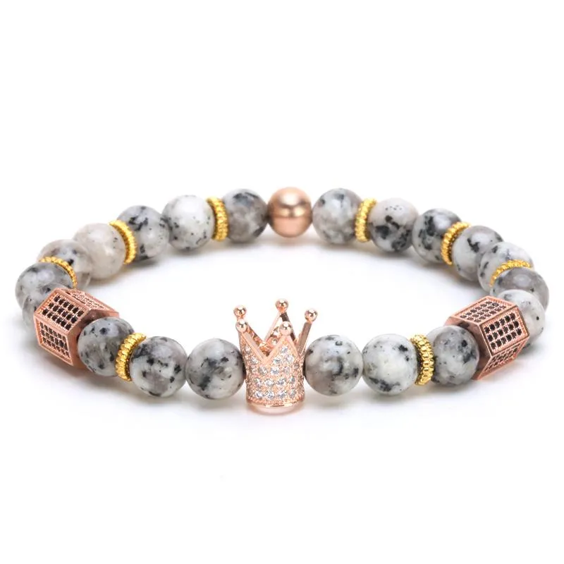 El Rey Imperial Crown Micro-Paved Natural Stone Bracelet