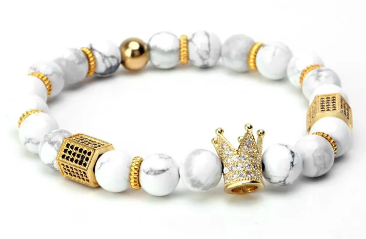 El Rey Imperial Crown Micro-Paved Natural Stone Bracelet