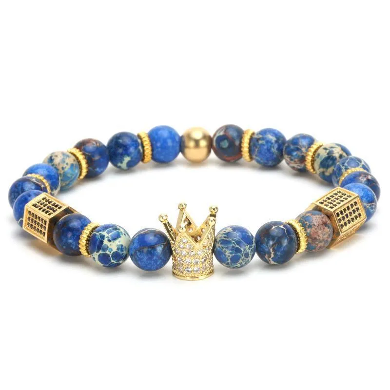 El Rey Imperial Crown Micro-Paved Natural Stone Bracelet