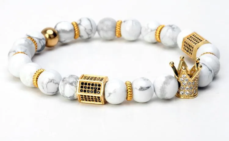 El Rey Imperial Crown Micro-Paved Natural Stone Bracelet