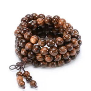 Exotic Bocote Wood 108 Beads Mala Bracelet