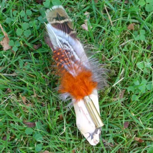 Feather Brooch set on Driftwood.