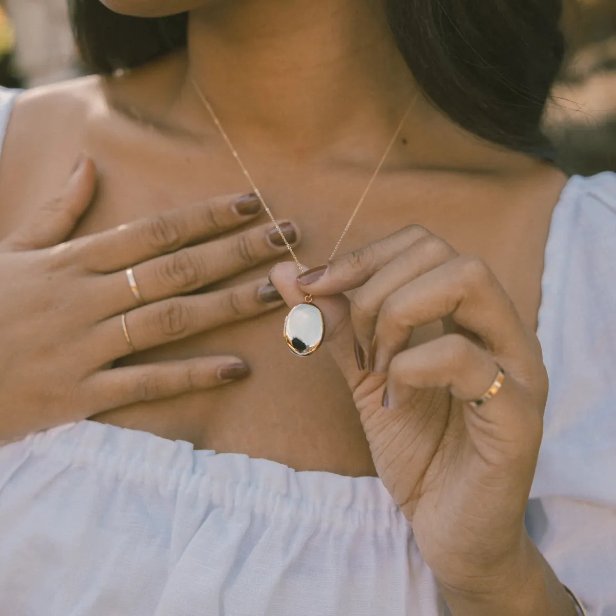 Gold Filled Oval Locket Necklace