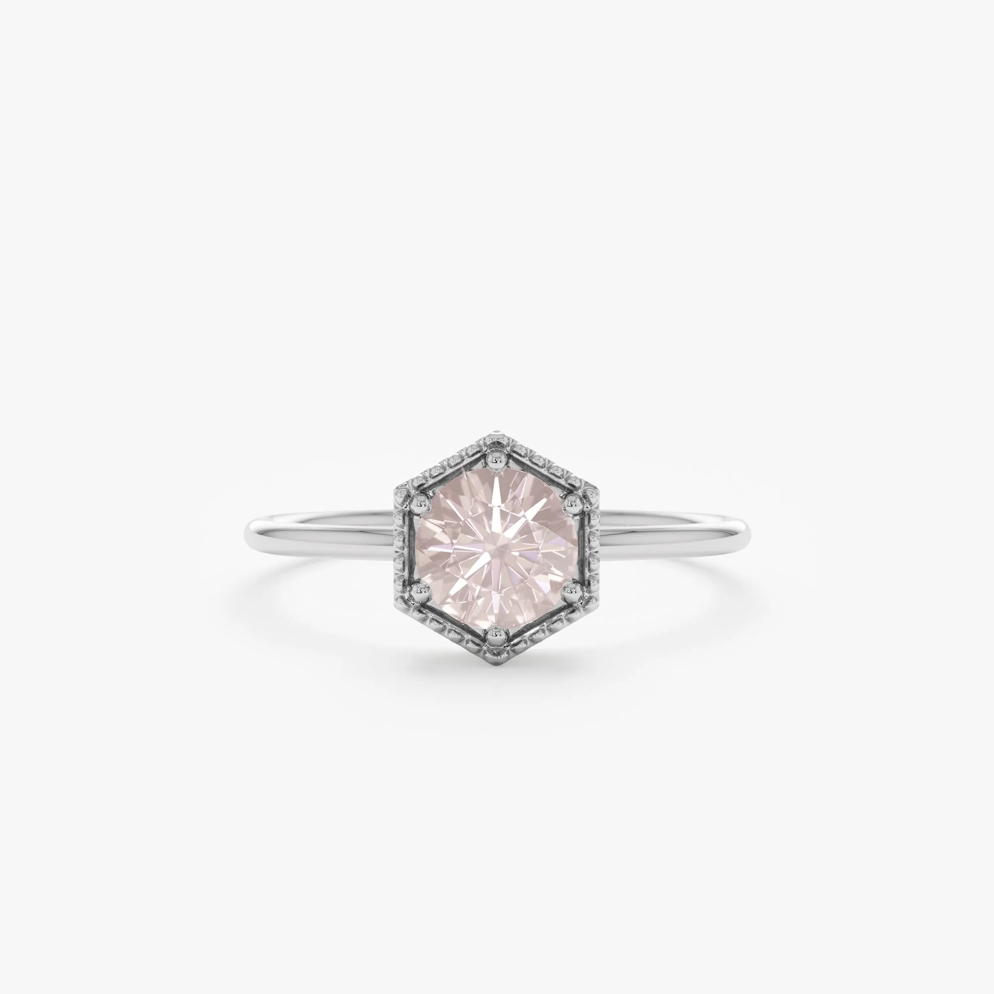 Hexagon Rose Quartz Ring, Anaya