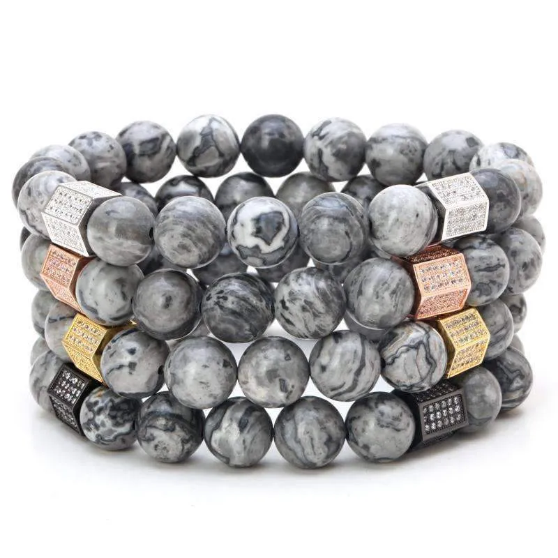 Marble Haze Natural Stone Beaded Bracelet