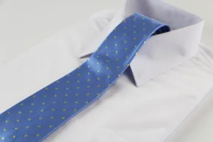 Mens Baby Blue & Lemon Mini Polka Dot Patterned 8cm Neck Tie