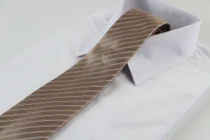 Mens Gold & Silver Striped Patterned 8cm Neck Tie