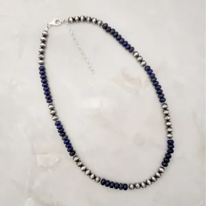 Navajo Pearls & Lapis 6mm Necklace Sterling Silver