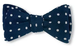 Navy/ Silver Vero Polka Dots Bow Tie - B2015