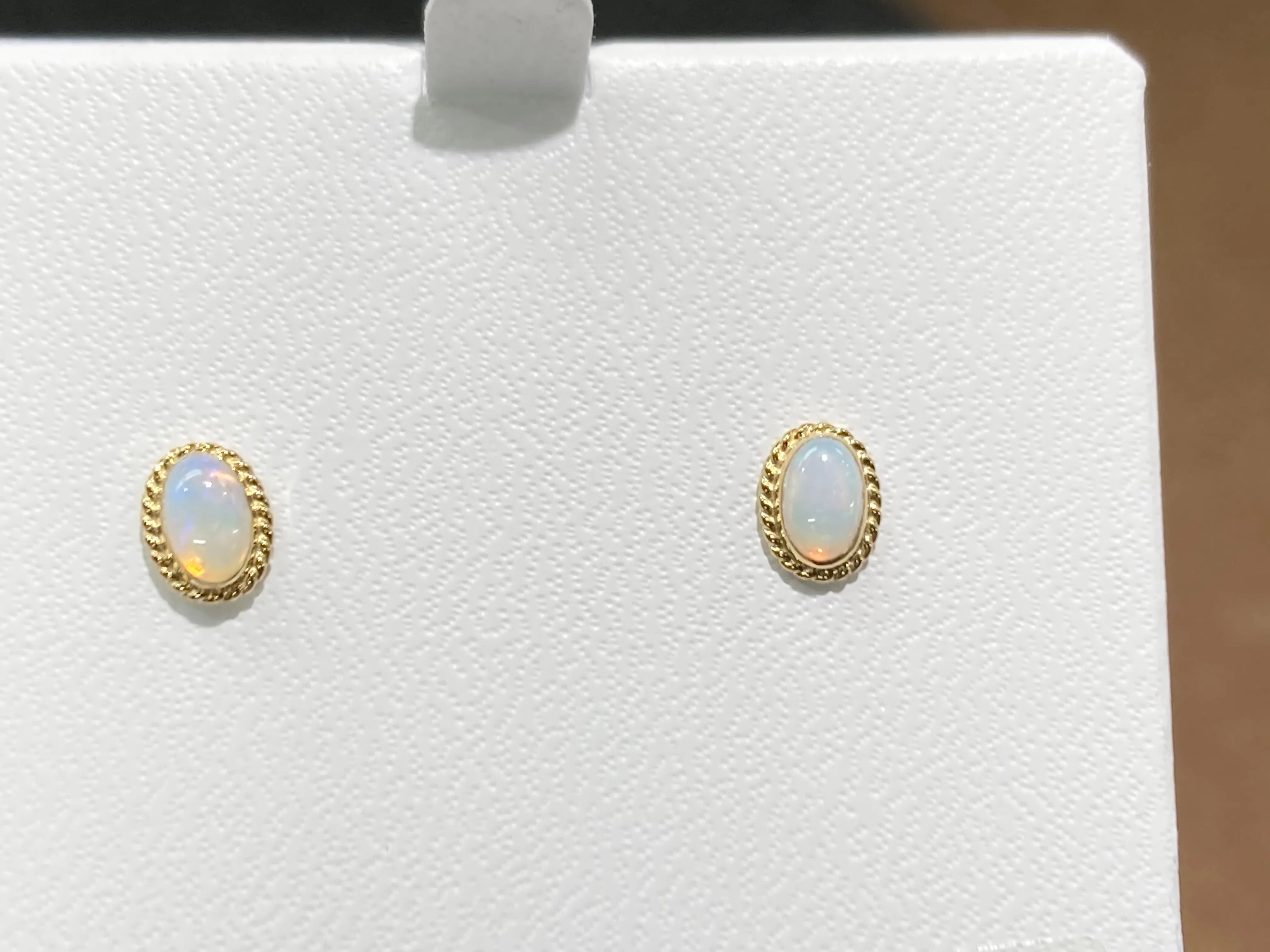 Opal 14 K Yellow Gold Earrings