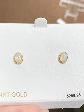 Opal 14 K Yellow Gold Earrings