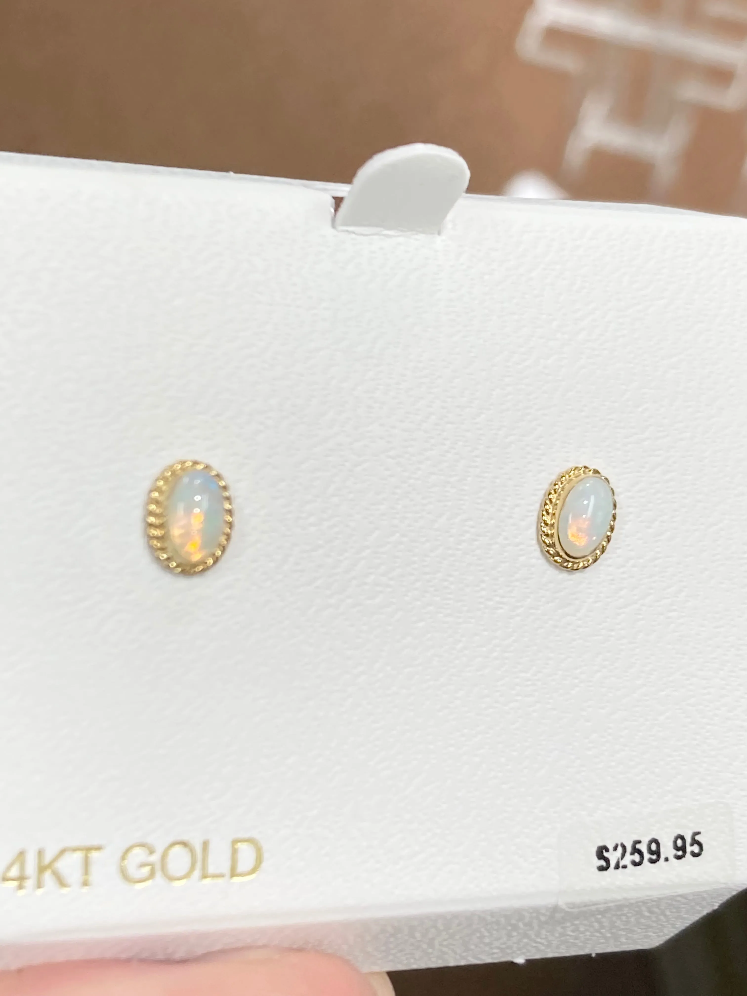 Opal 14 K Yellow Gold Earrings