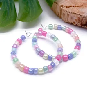 Pale Pastel Seed Bead Hoops 35mm