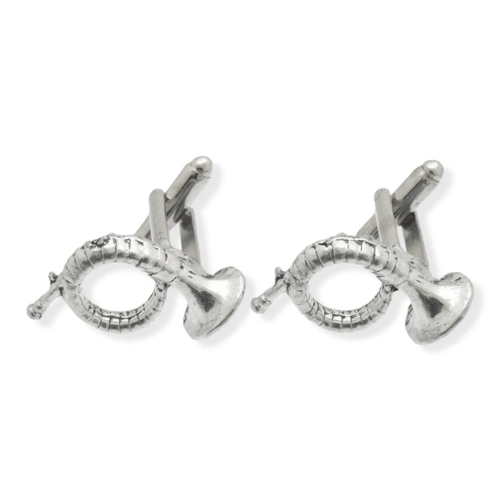 Round Hunting Horn Cufflinks With Smart Black Box