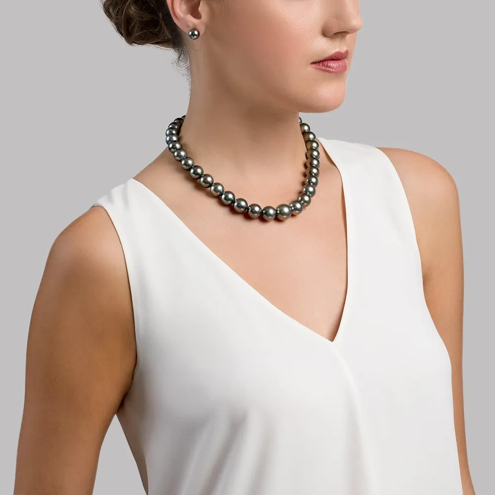 Tahitian True Round Pearl Necklace, 11.0-14.0mm - AAAA Quality