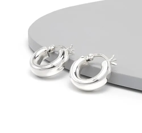 Women's Sterling Silver Huggie Hoop Earrings | 5x16mm Silver Huggie Hoop Earrings for women and girls