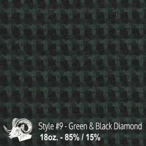 Wool Swatch - 9 - Green & Black Diamond